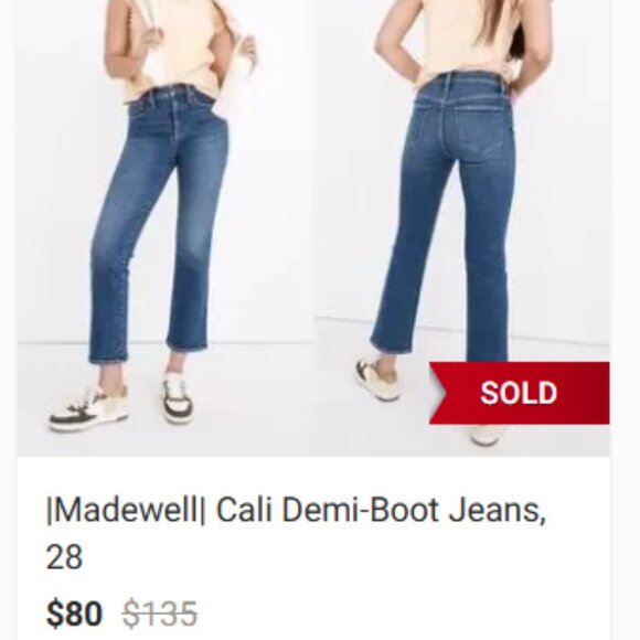 Like New MADEWELL Cali Demi-Boot Jeans in Fleetwood Wash Premium Denim 25 P - Picture 3 of 11